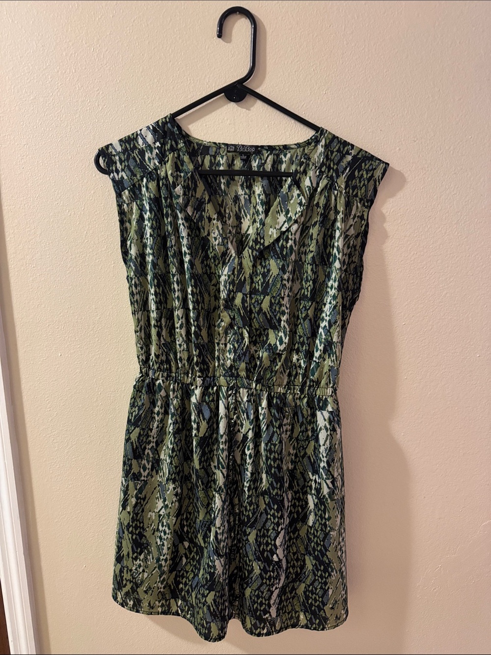 BeBop Olive and Black Snake-Print Mini Dress
